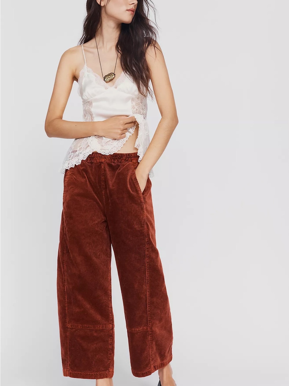 Pilcro Anthropologie Wide-Leg Corduroy Pants in Rust